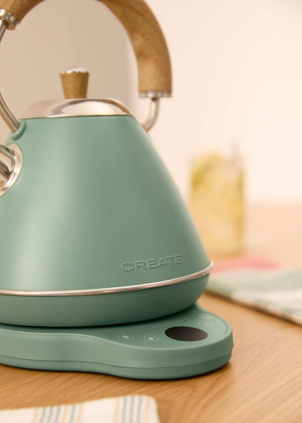CREATE/KETTLE RETRO PRO/Wasserkocher mit Temperaturregelung 1L Salbeigrün/Automatische Abschaltung,