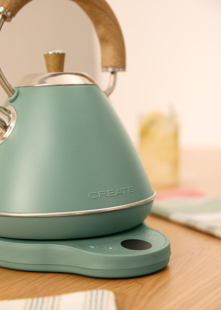 CREATE/KETTLE RETRO PRO/Wasserkocher mit Temperaturregelung 1L Salbeigrün/Automatische Abschaltung,