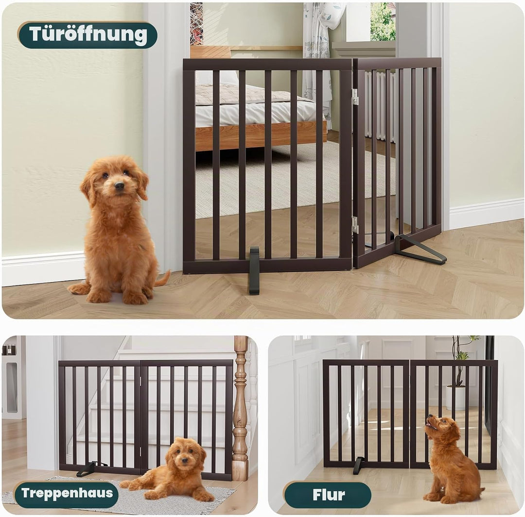 Semiocthome Freistehende Baby- & Haustiergitter aus Bambus, Hunde- und Katzengitter für Türen, Trepp