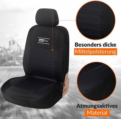 Upgrade4cars Auto-Sitzbezüge Vordersitze Schwarz | Auto-Sitzbezug Set Universal | Auto-Schonbezüge f