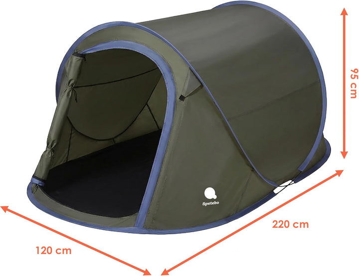 Pop Up Wurfzelt für 2-3 Personen in blau, grün oder Silber - Trekking und Camping Sofortzelt - Autom