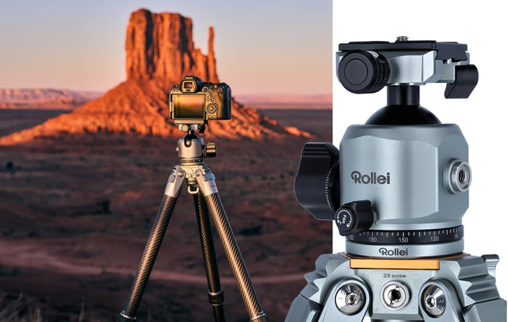Rollei Lion Rock Pro Carbon-Stativ inkl. Stativkopf – Ultraleicht, Hohe Tragkraft 20 kg, Verstellbar