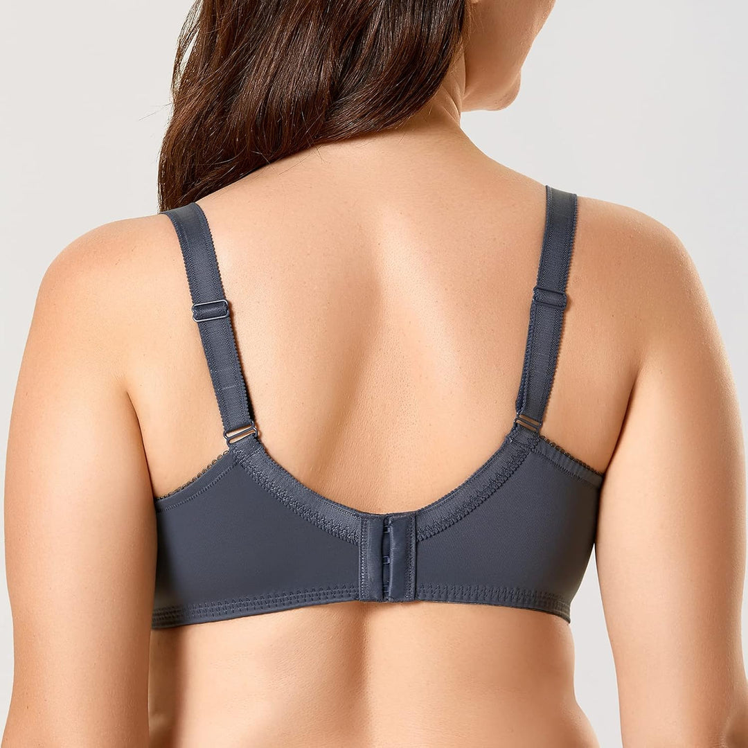 DELIMIRA Damen Minimizer BH Ohne Einlagen Mit Spitze Mit Bügel Grosse Grössen, 75E Holzkohle Panther