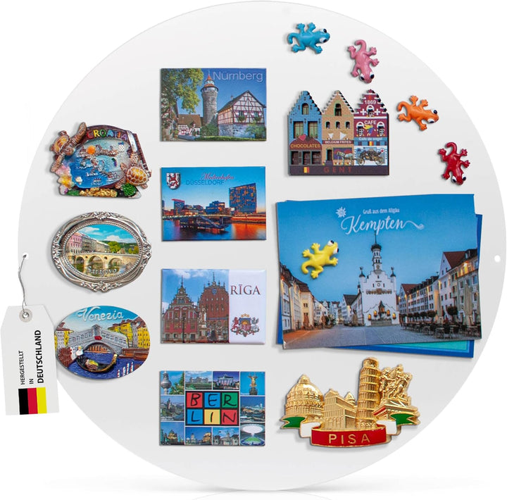 banjado® Magnettafel weiss rund - 47cm / Magnetwand aus Metall/Magnetpinnwand als Memoboard/Pinnwand