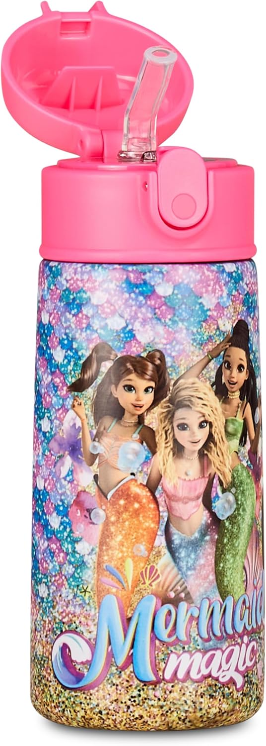 Seven Mermaid Magic Thermoflasche Kid aus Edelstahl, Fuchsia, Temperaturerhaltung bis zu 24 Stunden,