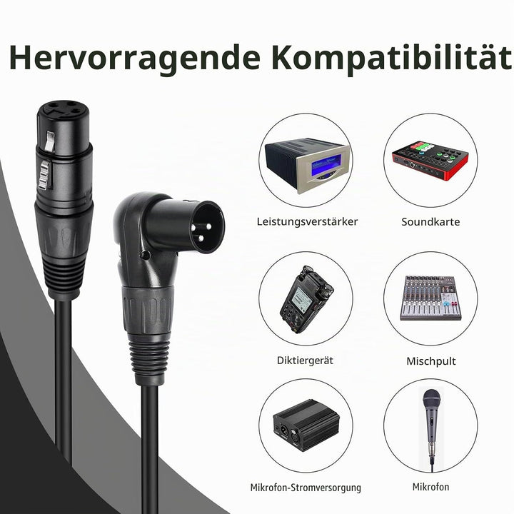 ASHATA XLR-auf-XLR-Kabel, 90-Grad-XLR-Stecker auf Buchse, XLR-Mikrofonkabel 3-polig, XLR-Stecker auf