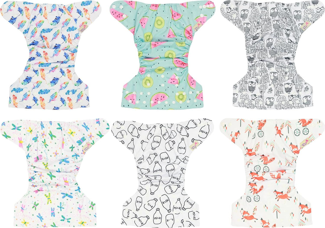 Littles and Bloomz FLP2-0606 Windel, wiederverwendbar, Standard-Popper, 6 Windeln 0606 6 Stück (1er