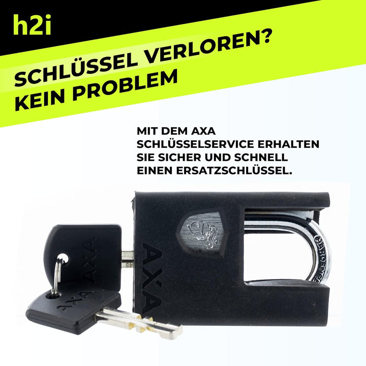 h2i Set aus AXA Kettenschloss Clinch CH85 Plus in Grün und h2i Sticker, Fahrradschloss mit Kette 85c
