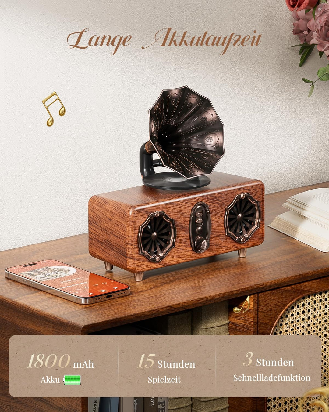 COLSUR Retro Bluetooth Lautsprecher Vintage FM Radio unterstützt TF-Karte/AUX/USB tragbarer kabellos