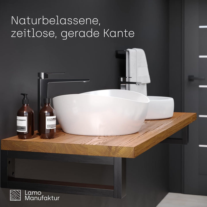 LAMO Manufaktur Waschtischplatte, Holzplatte Waschtisch, Nachttisch 40x40 cm (AxB), Dunkel, ohne Mon