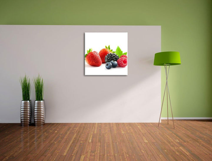 Pixxprint Frisches Obst, Format: 70x70 auf Leinwand, XXL riesige Bilder fertig gerahmt mit Keilrahme