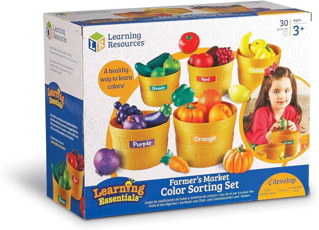 Learning Resources Farbsortierset Bauernmarkt, Spielzeug Obst und Gemüse, Lernspielzeug, Sortierspie