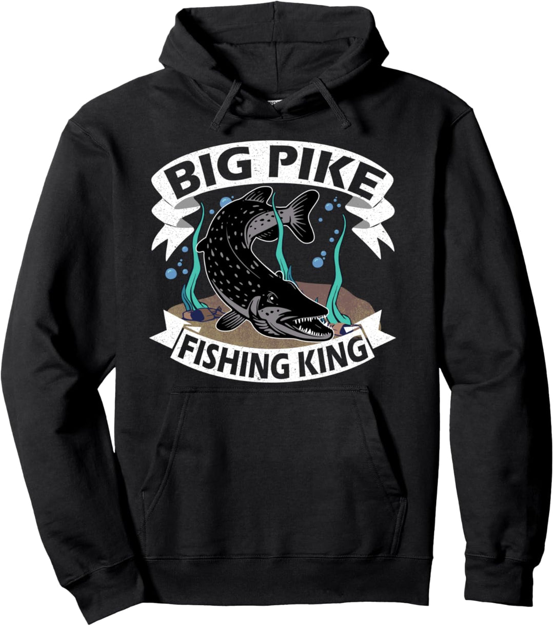 Big Pike Fishing King Raubfisch Angler Geschenk Angeln Hecht Pullover Hoodie