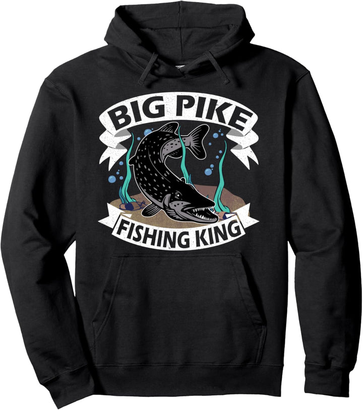 Big Pike Fishing King Raubfisch Angler Geschenk Angeln Hecht Pullover Hoodie