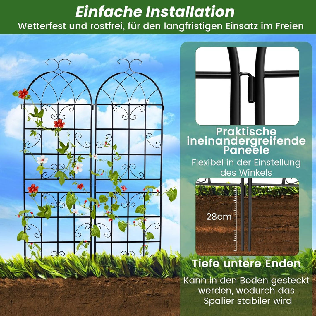 GOPLUS Rankgitter Metall 2er/4er Set, Sichtschutz Garten 180/220 cm hoch, Rosenspalier, Rosengitter,