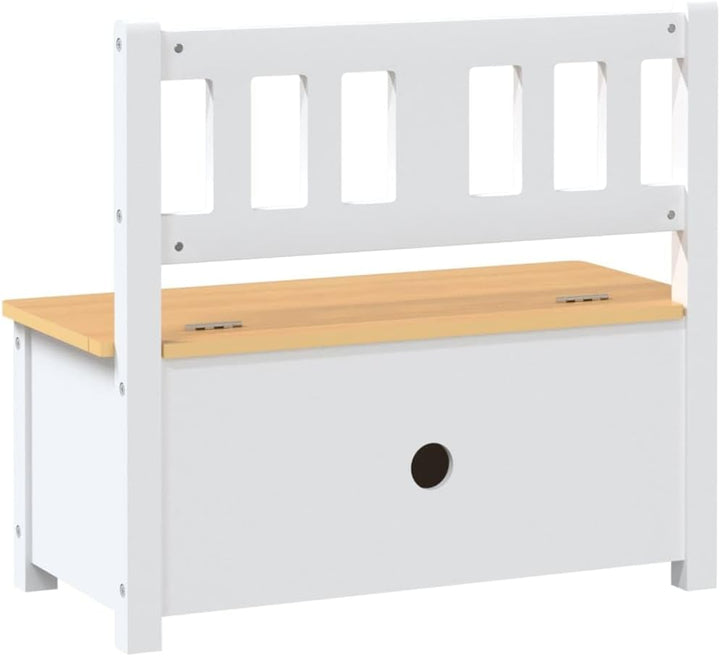 Kinderbank mit Stauraum Weiss und Beige aus MDF 60x30x55 cm, Aufbewahrungstruhe für Kinderzimmer, Si
