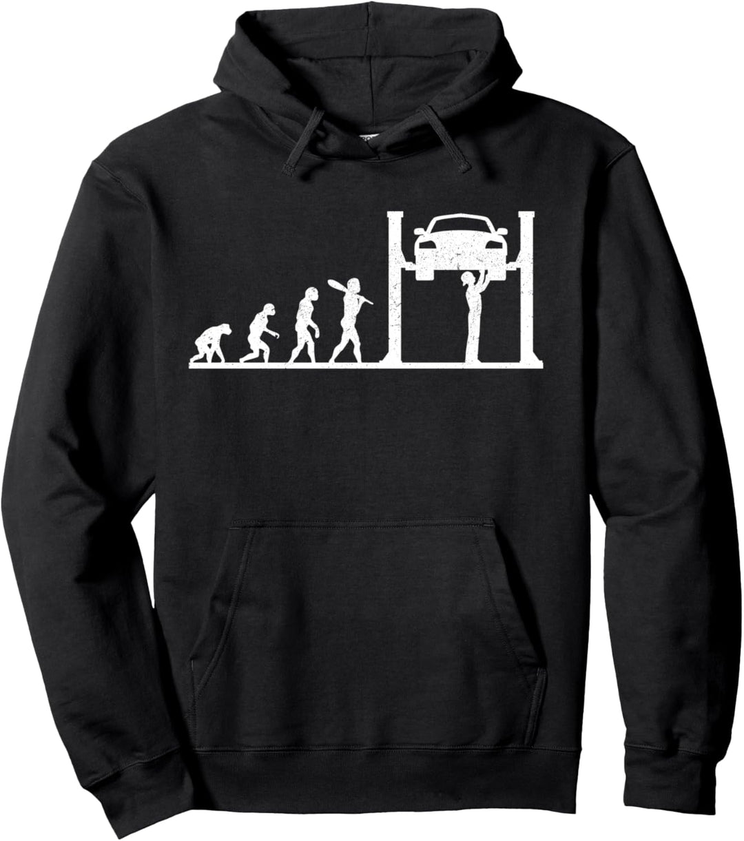 Lustige Evolution von Automechanikern Pullover Hoodie