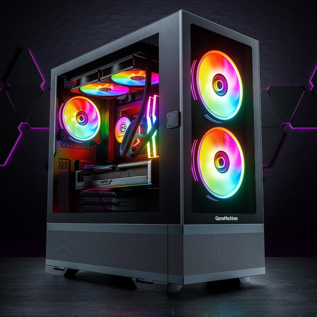 GameMachines Element ATX Gaming Gehäuse, inklusive 3 A-RGB Lüfter, Element