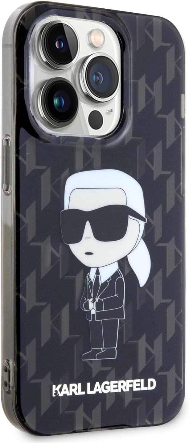 CG MOBILE Karl Lagerfeld IKonIK Monogramm Hard Case Für iPhone 15 Pro Max (Schwarz), Schwarz