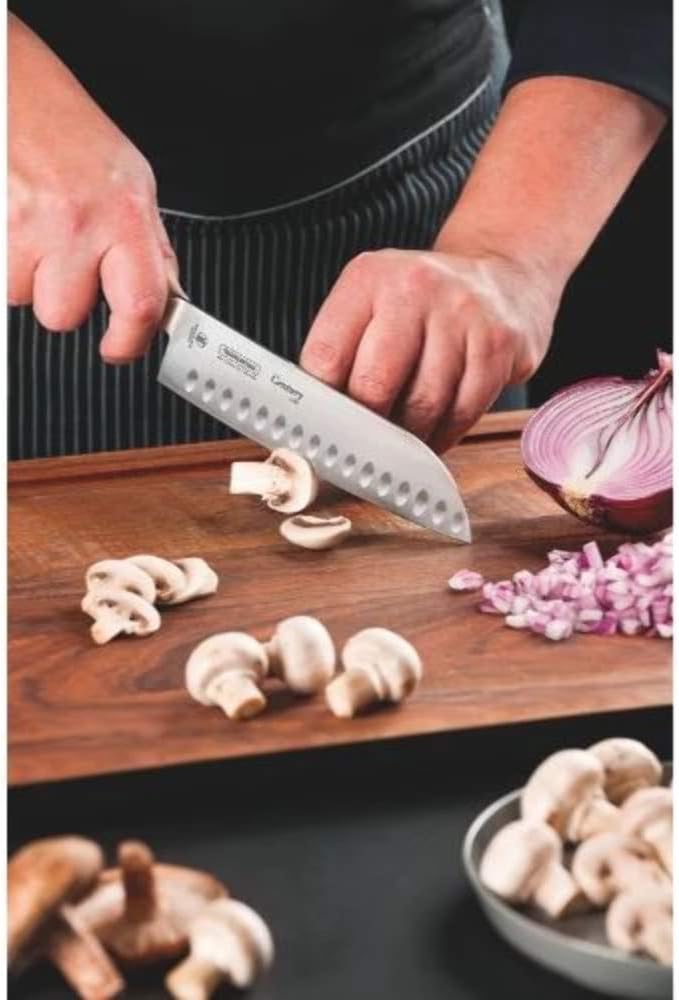 Tramontina Santokumesser CENTURY, 13 cm Küchenmesser, sehr scharf, Edelstahl DIN 1.4110, schwarz, ro