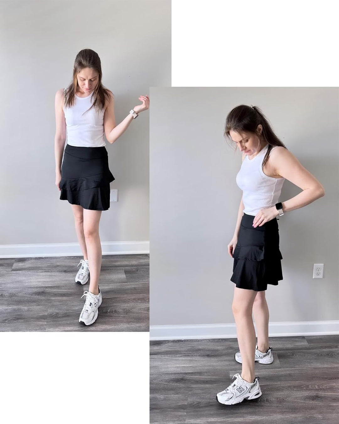 Soneven Hosenrock Damen Knielang Tennis Rock mit Hose Drunter Mädchen Pleated Wanderrock Sommer Spo