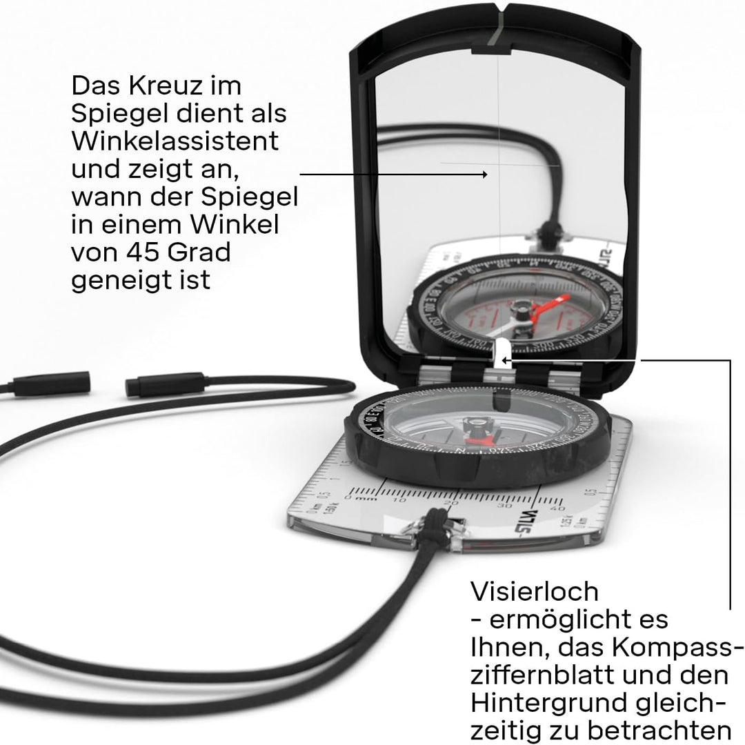 Silva Kompass Outdoor - Spiegelkompass Ranger S Black - Peilkompass für Lange Entfernungen - Marschk