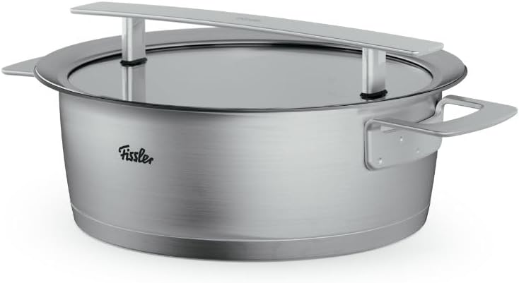 Fissler Phi Collection Bratentopf (24 cm, 3,9 L) mit Glasdeckel – grosser Edelstahl-Bratentopf, indu