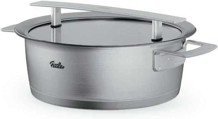 Fissler Phi Collection Bratentopf (24 cm, 3,9 L) mit Glasdeckel – grosser Edelstahl-Bratentopf, indu