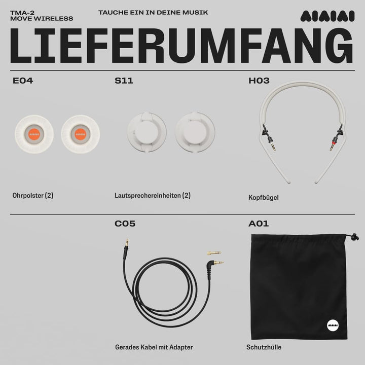 AIAIAI TMA-2 Move Wireless Kopfhörer – Bluetooth 5.3, Bio-Membran-Treiber, 40+ Stunden Akkulaufzeit,