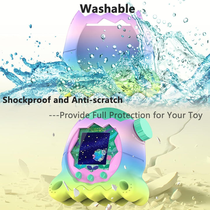 BCWGION Silikonhülle kompatibel mit Tamagotchi Paradise, mit TPU Softscreen Schutzfolie und Fingerba