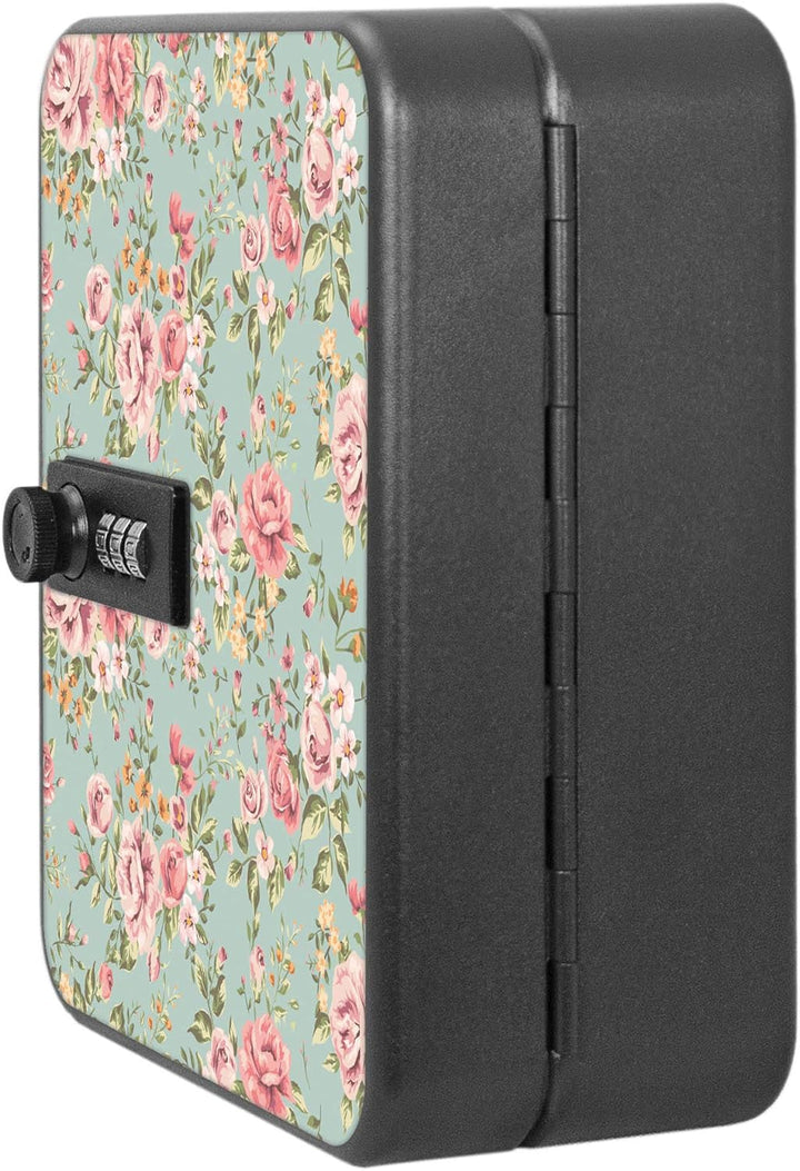 banjado® Burg-Wächter® abschliessbarer Schlüsselkasten mit Motiv Altrosa Blume für 20 Schlüssel - Sc