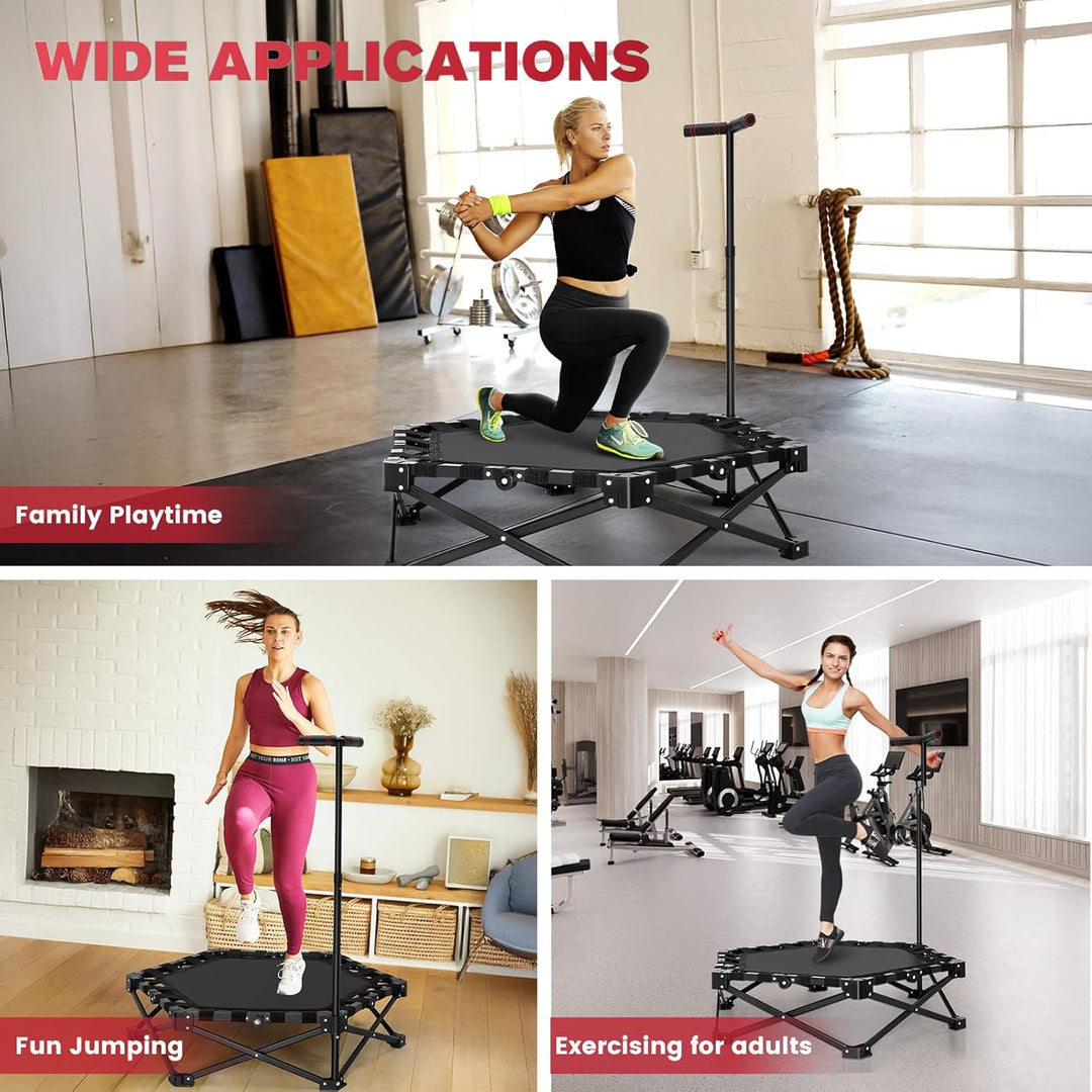 Trampolin Ø101cm,Faltbares Fitness-Trampolin für Jumping Fitness,Tragfähigkeit 150 kg,Verstellbare H