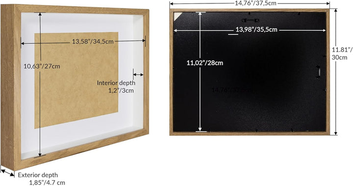 BD ART Box 3D 30x40 cm Objektrahmen Bilderrahmen, Quadratische Eiche zum befüllen, tiefer für objekt