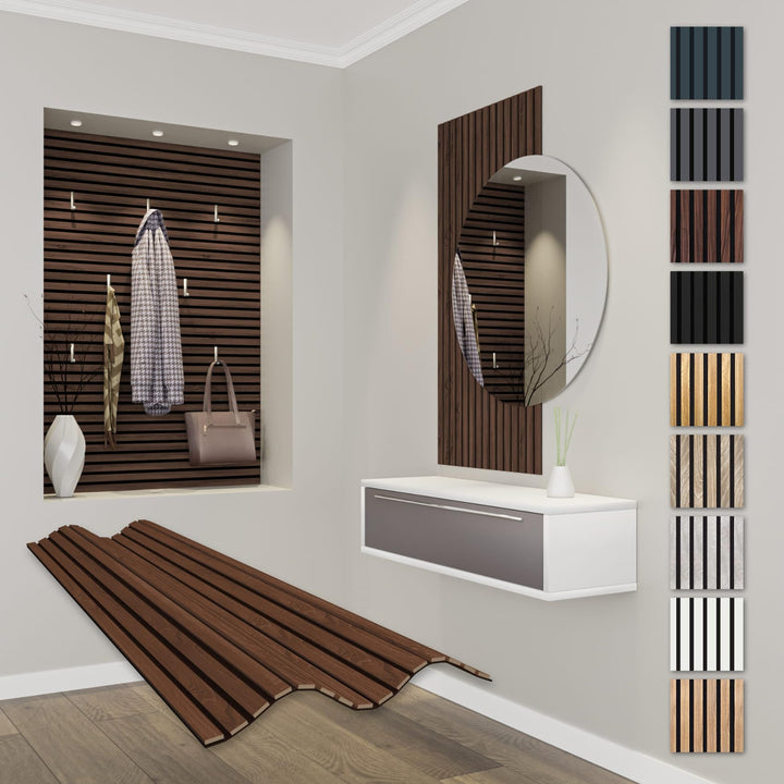 HEXIM Akustikpaneele 118x60cm Holz Comfort - flexible Holzpaneele Platten Lamellenwand MDF Wandpanee