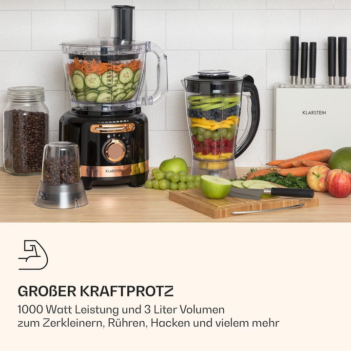 Klarstein Luca Multifunktionsmixer Standmixer Zerkleinerer Küchenreibe Saftpresse Food Processor, 10