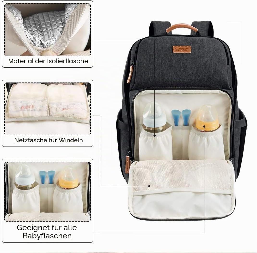 NEWHEY Wickelrucksack für Babys, wasserdicht, grosse Kapazität, Reisetasche, multifunktional, Rucksa
