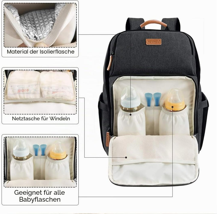 NEWHEY Wickelrucksack für Babys, wasserdicht, grosse Kapazität, Reisetasche, multifunktional, Rucksa