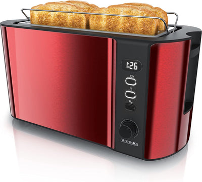 Arendo - Edelstahl Toaster Langschlitz 4 Scheiben - Defrost Funktion - wärmeisolierendes Gehäuse - m