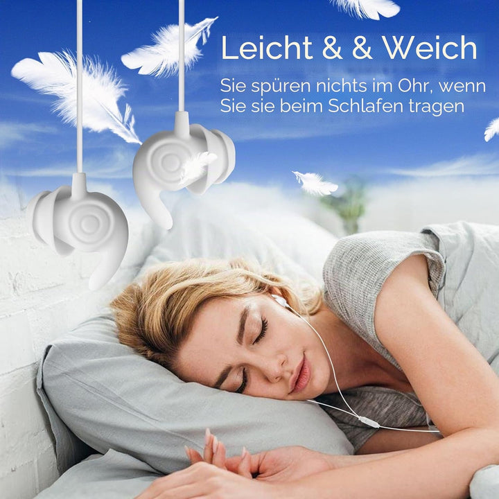 Hmusic Schlaf-Ohrstöpsel, kabelgebunden, Ultraleicht, weiches Silikon-Ohrstöpsel, 3,5 mm Kopfhörer m