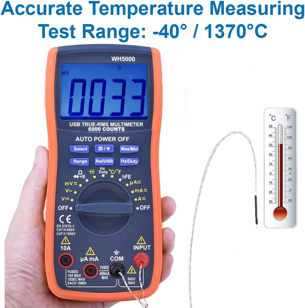 MMOBIEL Digitalmultimeter CAT III 1000V CAT IV 600V - 6000 Zähler - Spannungsprüfer Test AC/DC, Stro