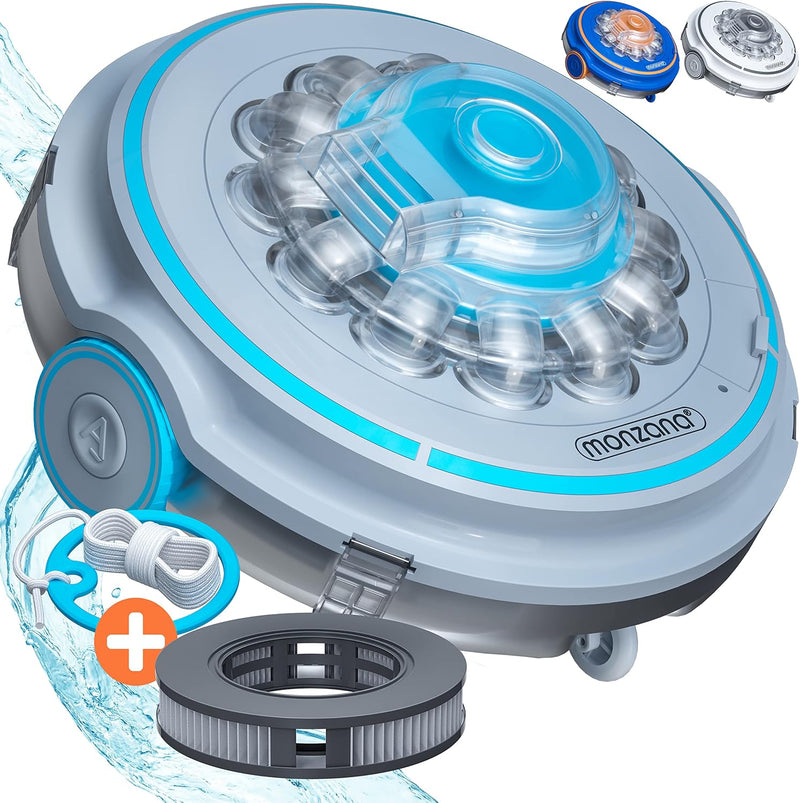 Monzana Poolroboter Poolboy600 Kabellos Vollautomatisch 80 Min Akku 5200mAh Li-Ion 80m² Pool Bodensa