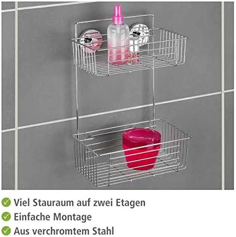 WENKO Vacuum-Loc® Wandregal 2 Etagen Bari, Wandablage zur Montage ohne bohren, Duschablage mit prakt