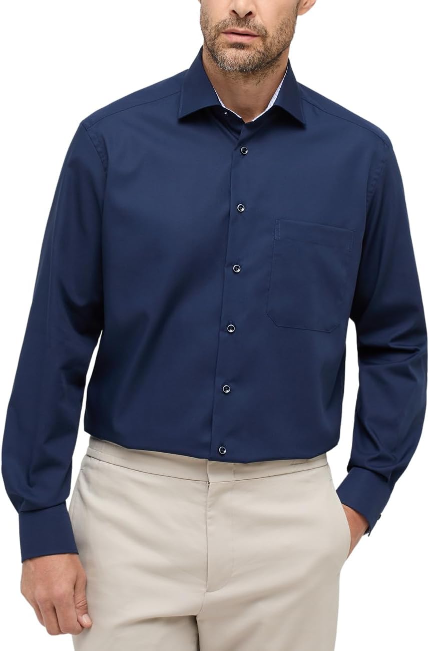 ETERNA Langarm Hemd COMFORT FIT Popeline unifarben 43 Blau, 43 Blau