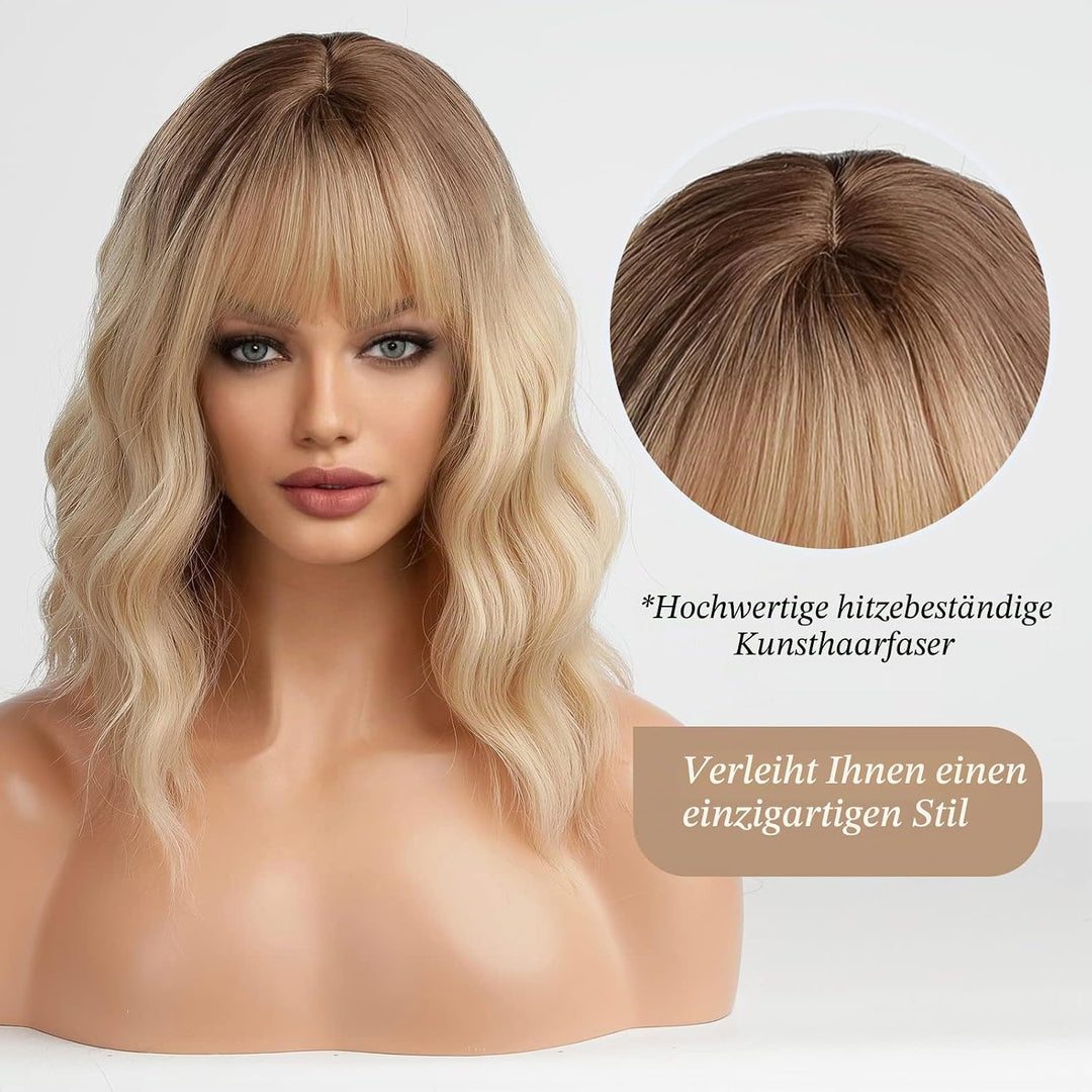 HAIRCUBE Kurze Charming Bob mit Bangs Perücken für Frau Natur Hitzebeständige Synthetische Faser Par