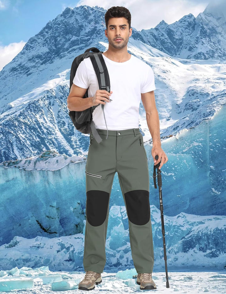MoFiz Herren Wanderhose Warm Gefüttert Outdoorhose Wasserdicht Skihose Softshellhose Winddicht Arbei