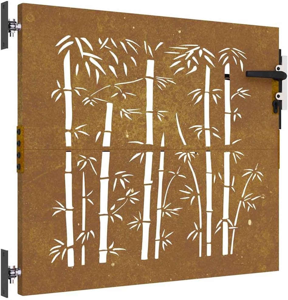 vidaXL Gartentor, Gartentür mit Bambus-Design, Abschliessbar Hoftor Eingangstor für Garten Terrasse,