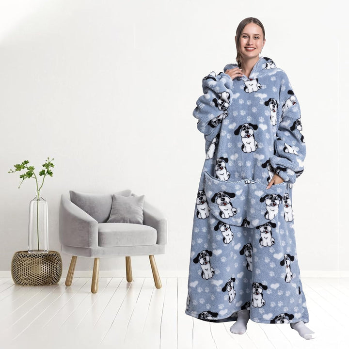 Lange Hoodie Decke mit Ärmeln für Damen & Erwachsene - Kuscheldecke mit Ärmeln - Weiche & Warme Deck