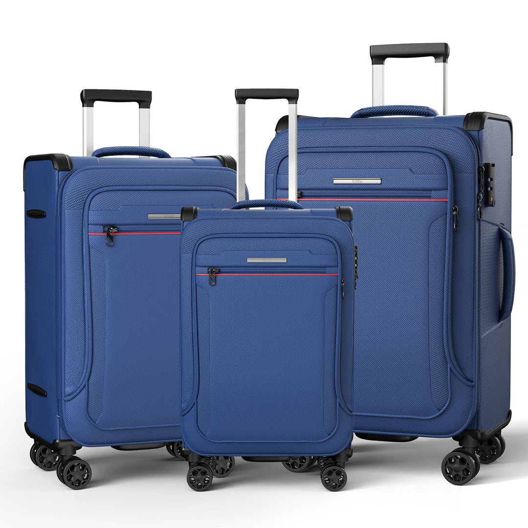 Weichschalenkoffer Set 3-teilig erweiterbar - Stoffkoffer Trolley wasserfest - Reisekoffer mit 4 Rol