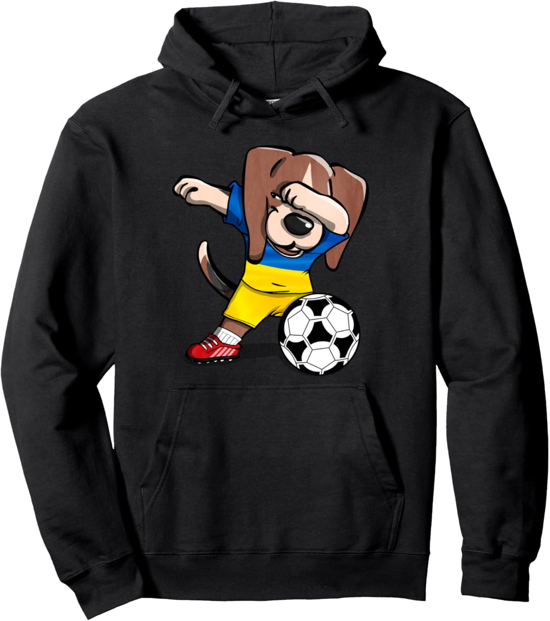 Dabbing Dog Tupfen Beagle Ukraine Fussball Ukrainische Flagge Pullover Hoodie