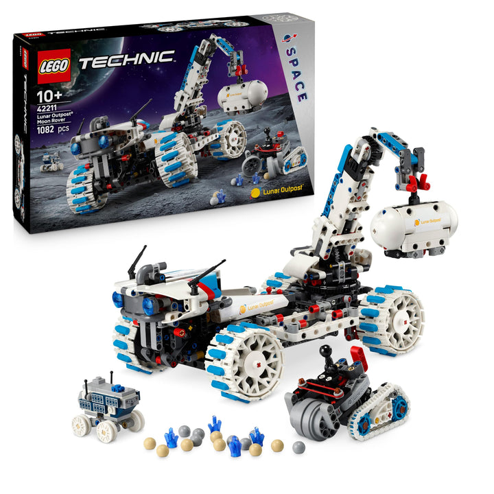 LEGO Technic Lunar Outpost Mondrover-Raumfahrzeug - Interaktives Spielzeug - Kran und Sonnenkollekto